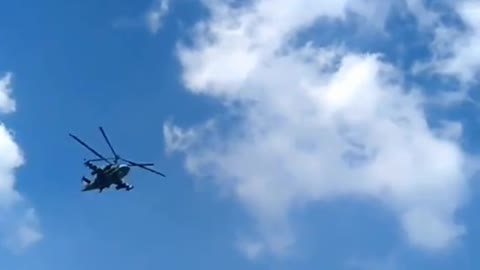 Ukraine War - Russian strike Ka-52 "Alligator" in the sky over the Donbass