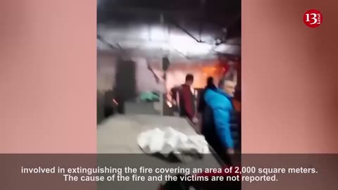 Strong fire in market in Russia - large number of firefighters were involved in area