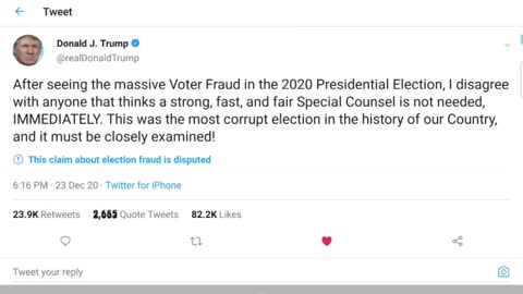 President Trump Tweets that a Special Counsel is Needed Immediately