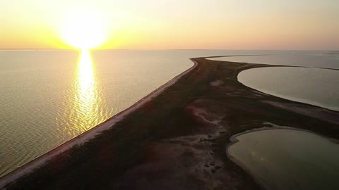 Lovely aeronautical shot over islands at the crack of dawn