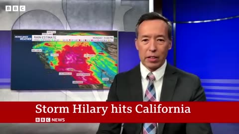 Tropical Storm Hilary hits California with state of emergency declared - BBC News