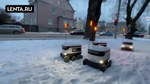 Shipping Robots Stuck In Snow In Estonia