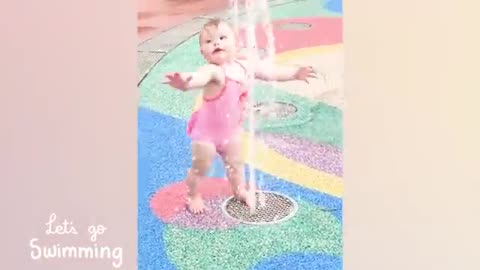 Funny babies playing with water ##HappyKid##