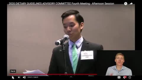 3 Min. Speeches at the 2020 USDA Dietary Guidelines Cmte My Assessment