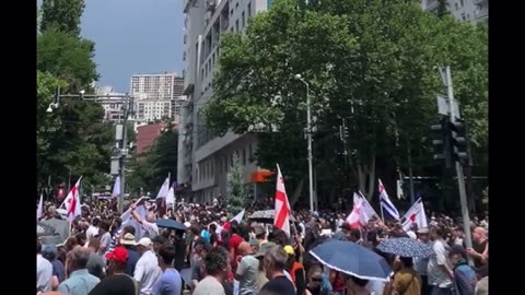 7/5/23 Thousands protest against and stop a LGBTQ pride parade / festival in Tbilisi Georgia