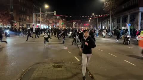 Moroccans rioting in Belgium last night in "celebration" at beating Canada 2-1 in the world cup.