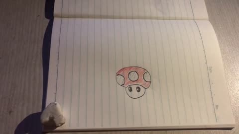 I gave a hand-drawn Super Mushroom to "Eraser" [Stop Motion Mario]