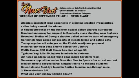 Weekend of September 7/8, 2024 News Blast