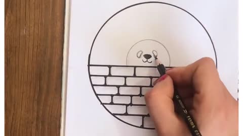 Circle drawing😍 panda drawings😊easy circle drawing😀 easy circle scenery❤: panda drawing in circle⭕