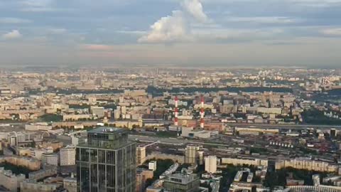 Beautiful view from the observation deck Moscow City