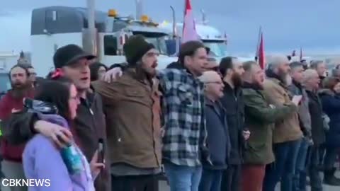 Day 18 - Coutts border blockade, police and protesters hug, shake hands & sing the national anthem