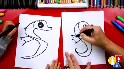 How To Draw A Seahorse - Letter S - Preschool