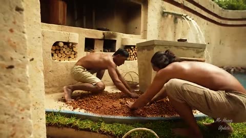 100 Days Building A Modern Underground Hut With A Grass Roof And A Swimming Pool