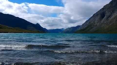 Sea and waves and mountain and sky