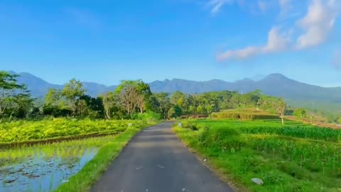 beautiful scenic spot on a deserted highway with green scenery