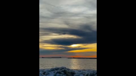 Thick ice covers historic waterfront in Buffalo as cleanup efforts continue following winter storm