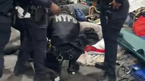 Illegals attack NYPD in migrant center