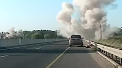 Missile hits highway in Israel