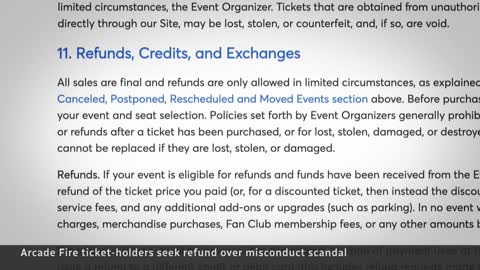 Arcade Fire ticket-holders fight for refunds after misconduct scandal