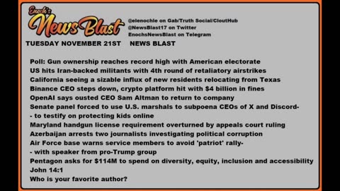 Tuesday, November 22, 2023 News Blast