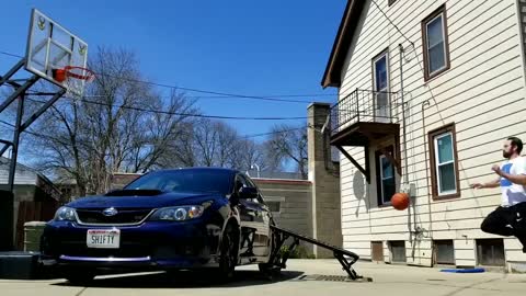 Guy Scored A Flip Dunk Jumping Over A Car! Awesome Shot