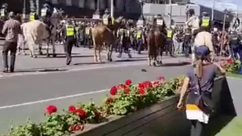 Melbourne, Australia: Protesters Break Police Line During Lockdown Protests Aug. 21, 2021