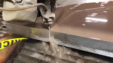 Water Jet Cutting through 3" inch thick Aluminum Metal 4' x 6'