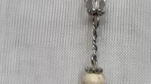 Rosary Necklace. 59 Beads. Made with White Turquoise. Prayer.