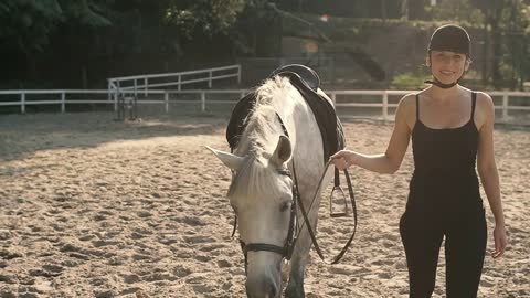 Horse Riding in the Summer Forest