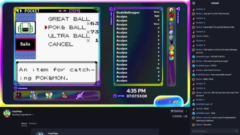 Night Team Catches Entei with One Ultra Ball! - Cozy.tv Plays Pokemon Crystal