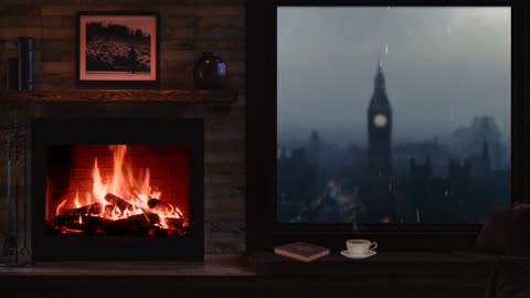 Cozy Piano Music and Fireplace Sounds for a Relaxing Rainy Day at Home