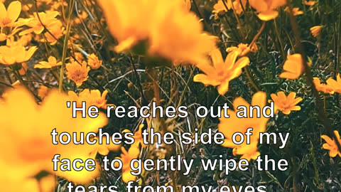 I say that to myself. 'He reaches out and touches the side of my face to gently wipe the tears ...