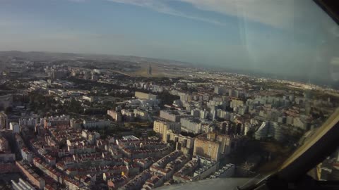 Pilot's eye view landing Near Town