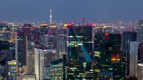 From dusk to night landscape in Tokyo