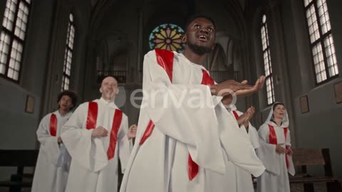 Church Choir in White Gowns In Making Performance👳👳