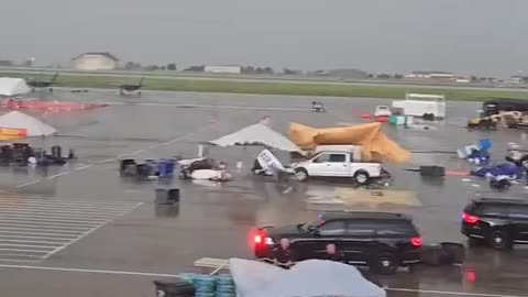 CRAZY footage from the McConnell AFB Airshow today. A microburst did some damage.