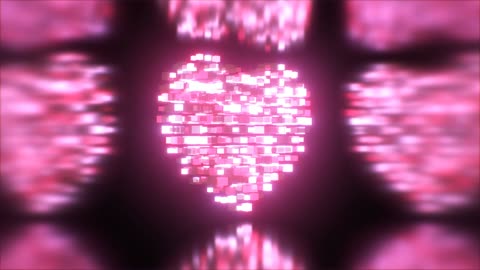 1081. Abstract Rotating Pink Digital 3D Voxel Heart