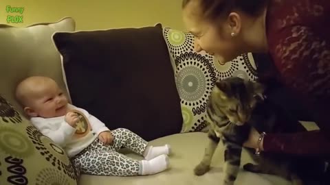 Funny Babies Laughing Hysterically at Cats Compilation ( 2023)