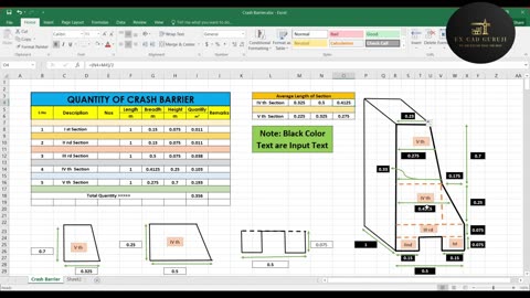 Crash Barrier Concrete Quantity Calculation | Girder Quantity in 5 Seconds Excel Template