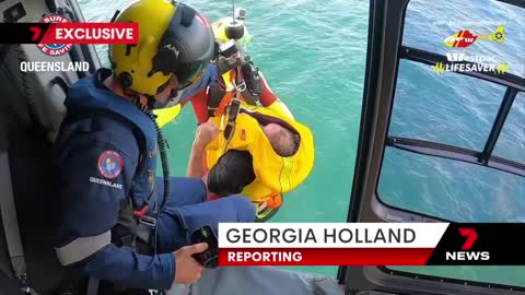 George McCallum and Graham McDonald return home after water rescue off Caloundra