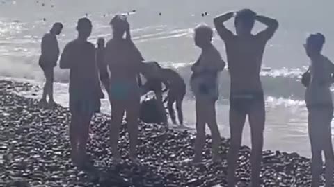 Vacationers in Sochi, Russia, found a sea mine and, after a moment's thought,