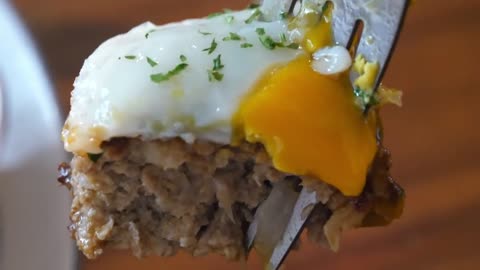 hamburger steak with fried egg korean street food