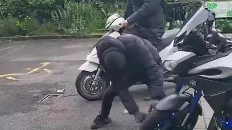 Two brave old ladies stop motorcycle thieves from stealing a bike in Leeds.