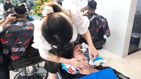 Beautiful SEXY GIRL Cosplay Barber Shop Full Version with All Combo Relax Shave, Massage, Ears Clean