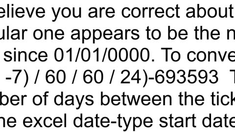 Formula to convert ticks to a date in excel