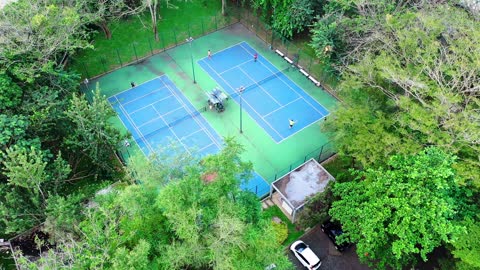 Aerial Shot of People Playing Tennis