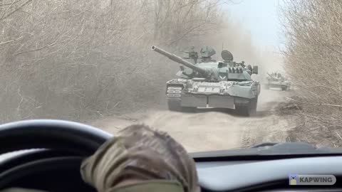 A convoy of Russian airborne troops somewhere in the Donbass