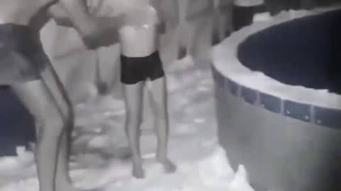 During winter in Russia, parents dunk their kids in ice water severally to make them adapt