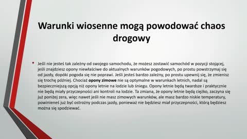 Warunki wiosenne mogą powodować chaos drogowy