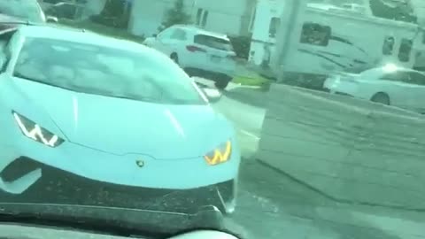 LAMBORGHINI BEHIND US ON ROAD!!!